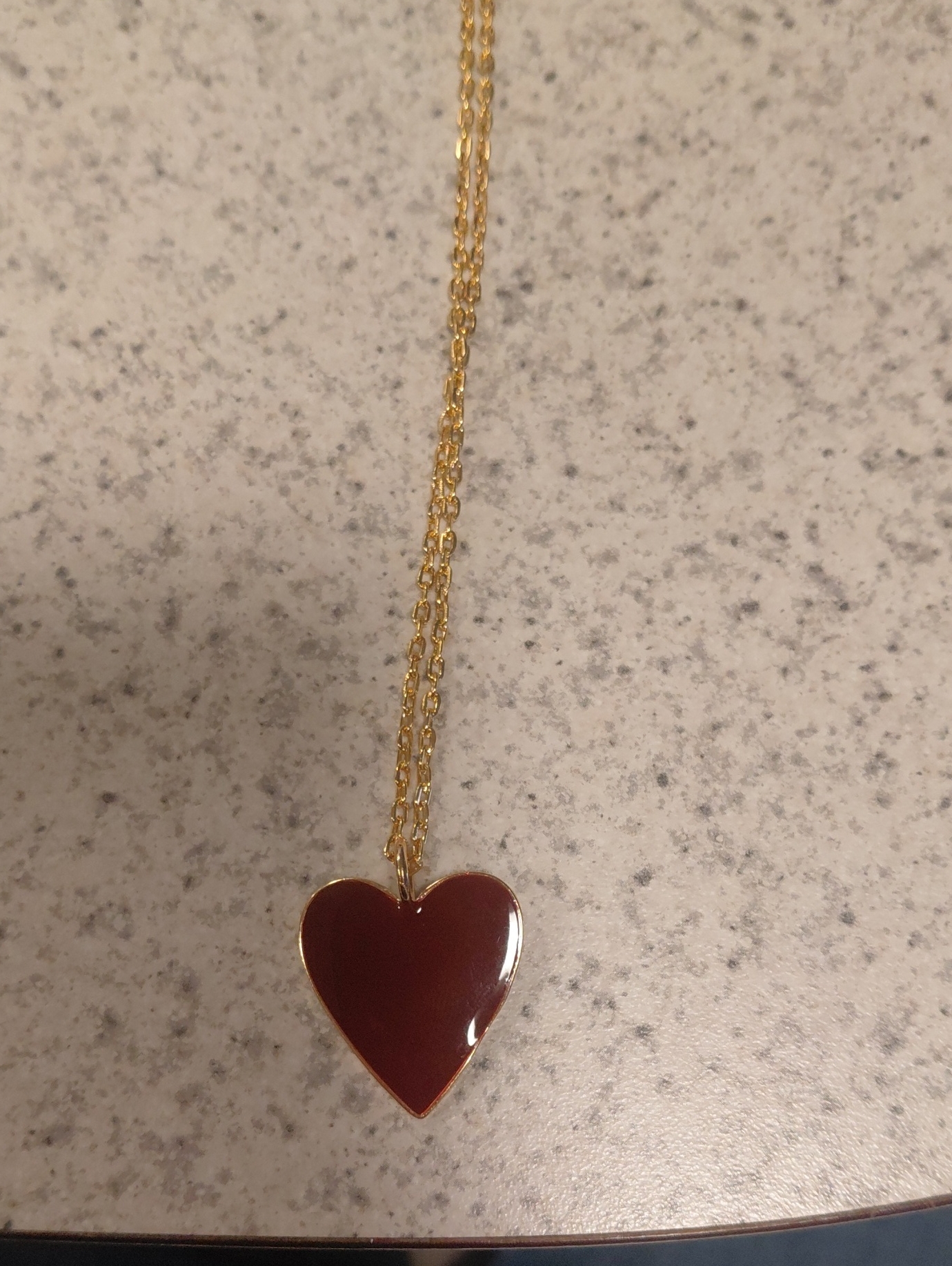Gold Chain Necklace With Red Heart Pendant